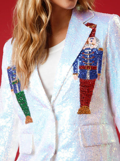 New Women's Christmas Sequined Loose Suit Top
