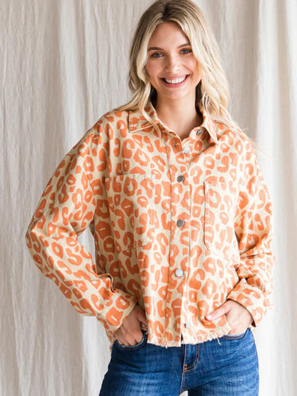 Women's Fashion Printed Long Sleeve Loose Pocket Shirt
