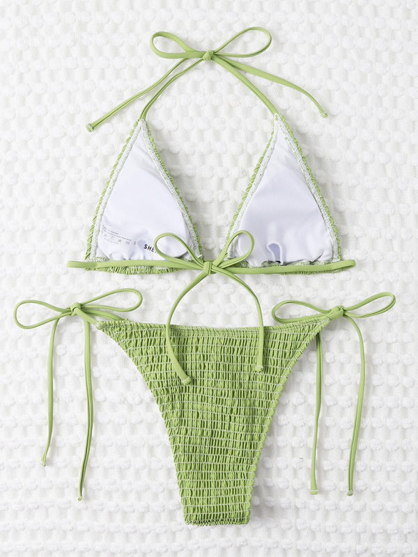 Women's  Elastic wrap suspenders sexy lace-up two-piece bikini
