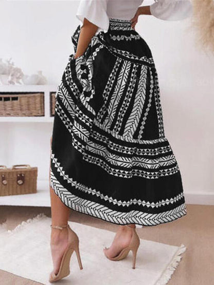 Women's Ethnic Style Irregular Stripe Printed Skirt