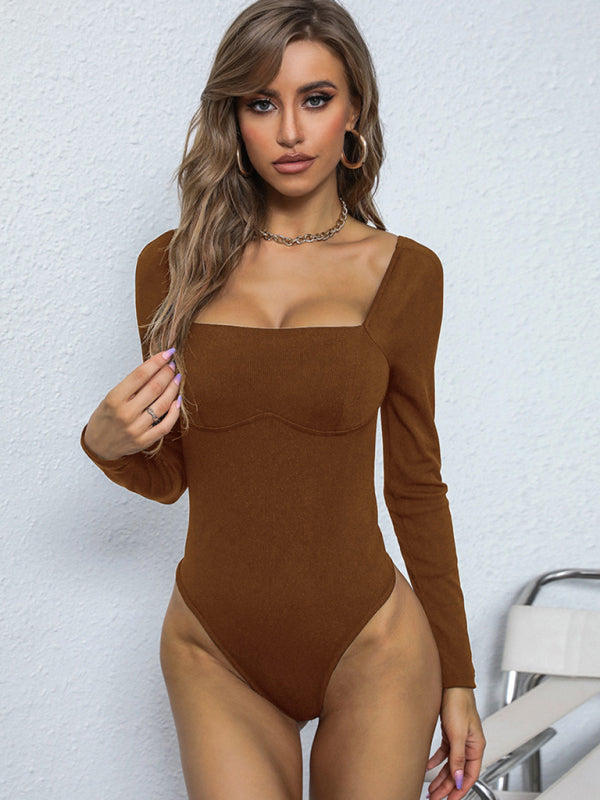 Women's Tight Neck Ribbed Knitted Jumpsuit