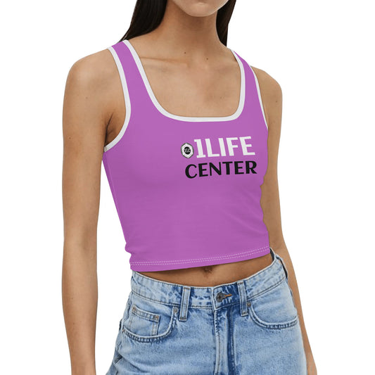 Women Casual Stretch Crop Top (Pink)