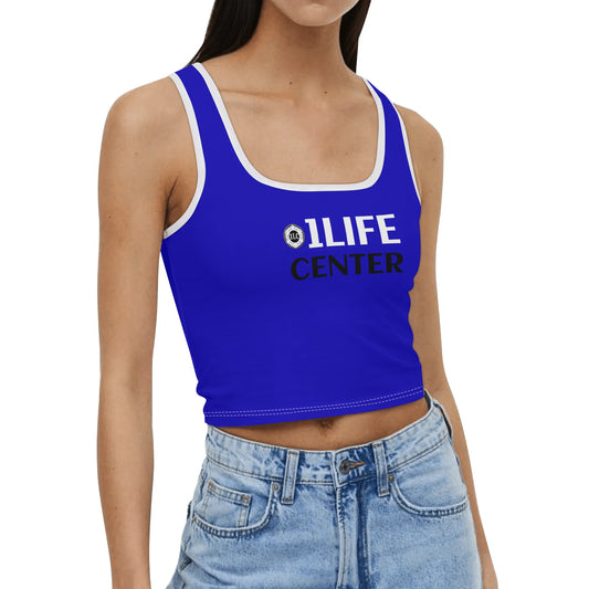 Women Casual Stretch Crop Top (Blue)