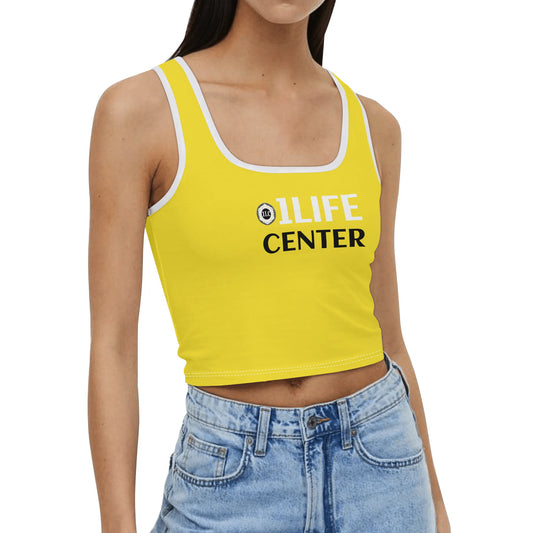 Women Casual Stretch Crop Top (Yellow)
