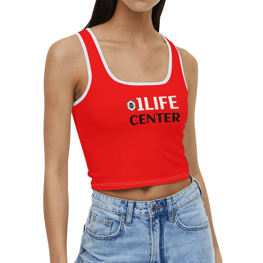 Women Casual Stretch Crop Top (Red)