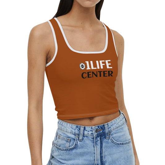 Women Casual Stretch Crop Top (Brown)
