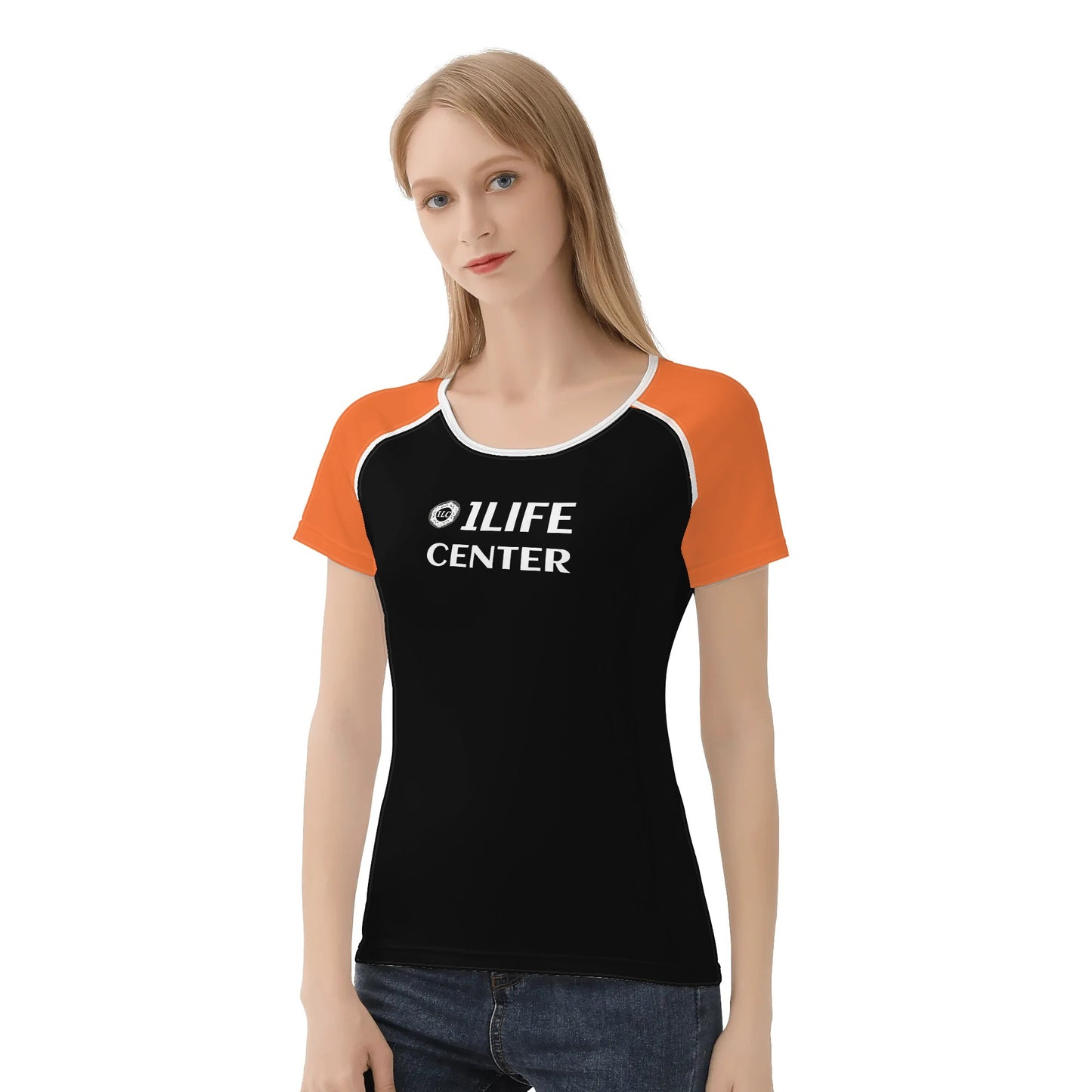 Women Snug T-shirt (Black and Orange)