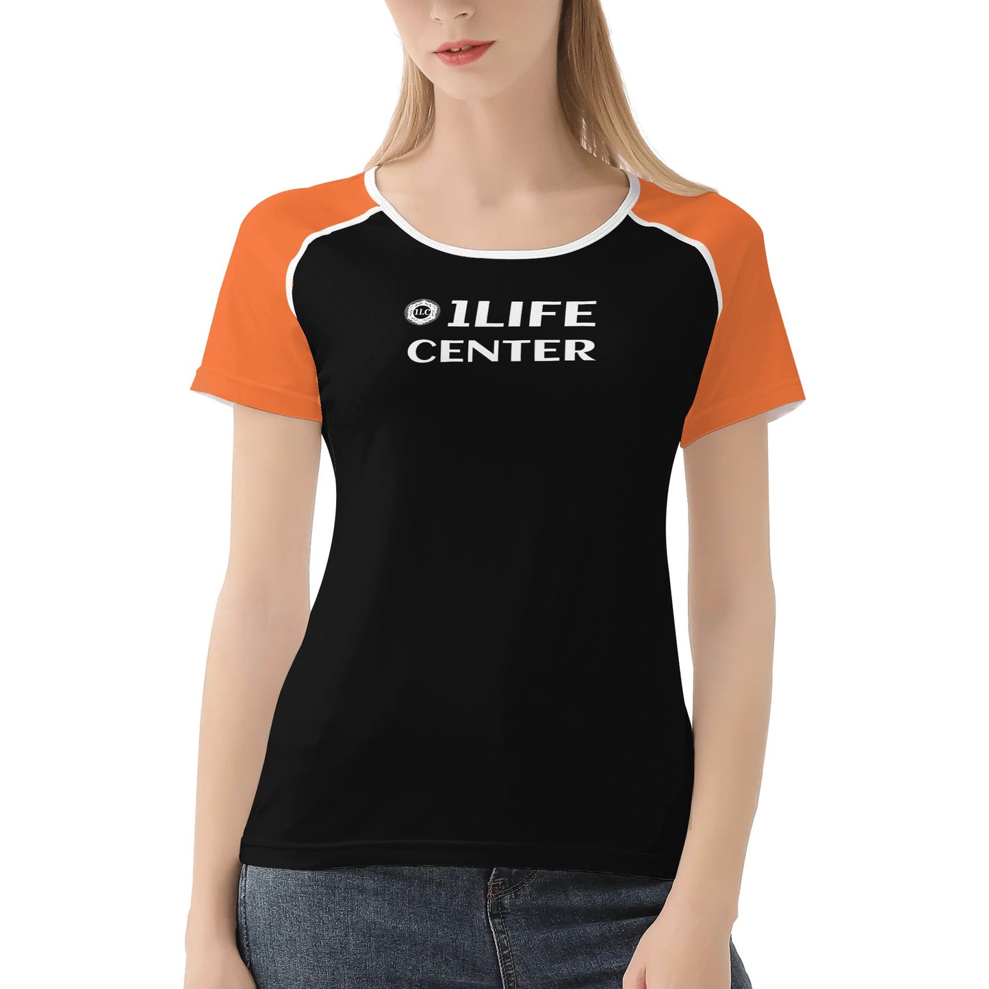 Women Snug T-shirt (Black and Orange)