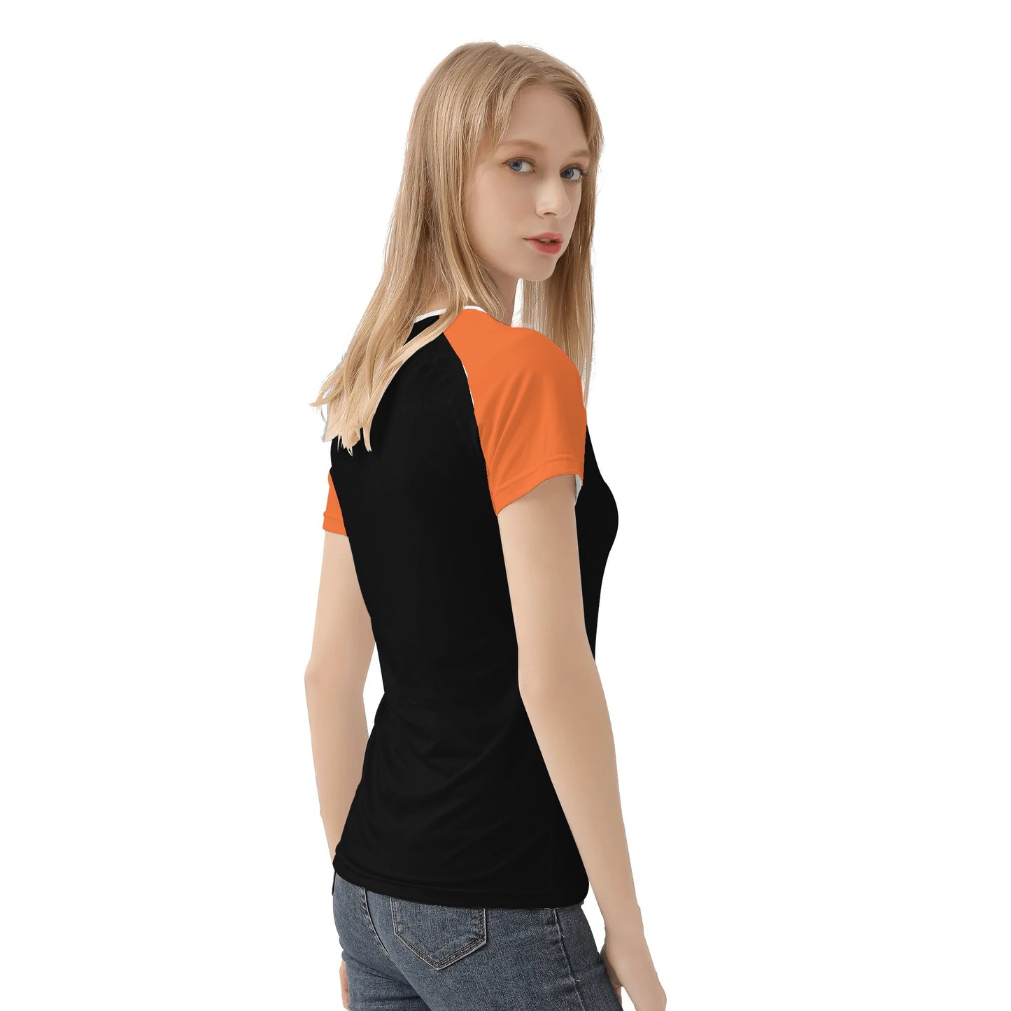 Women Snug T-shirt (Black and Orange)