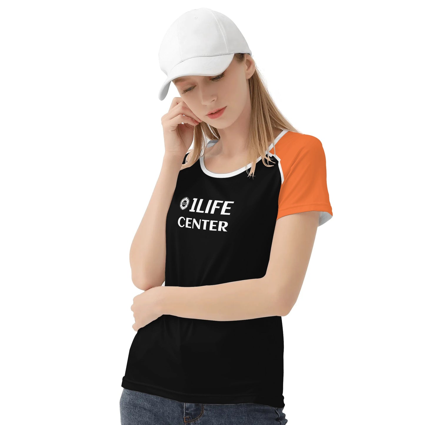 Women Snug T-shirt (Black and Orange)