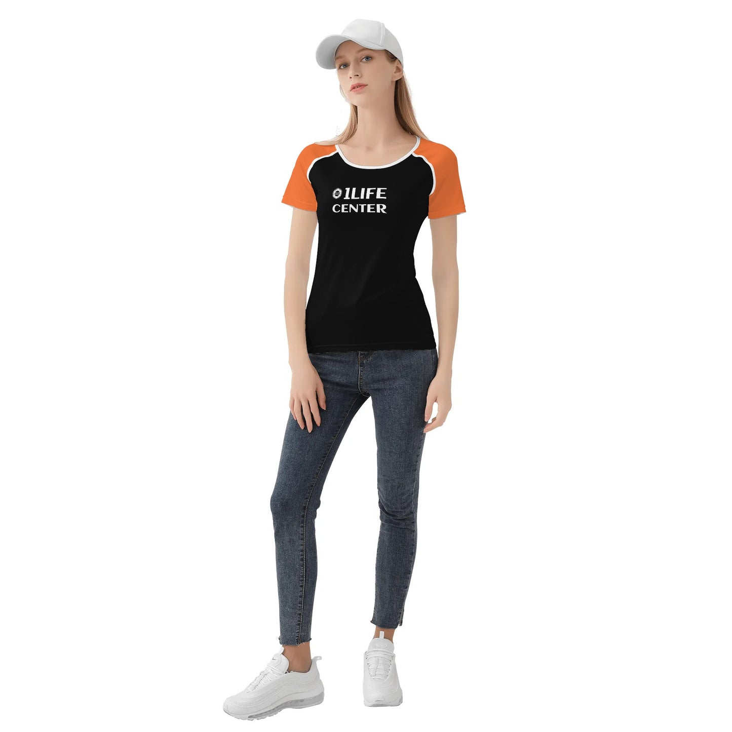 Women Snug T-shirt (Black and Orange)