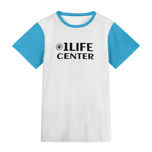 Adult Short Sleeve Tshirt (White and Aqua)