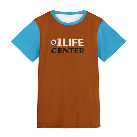 Adult Short Sleeve Tshirt (Brown and Aqua)