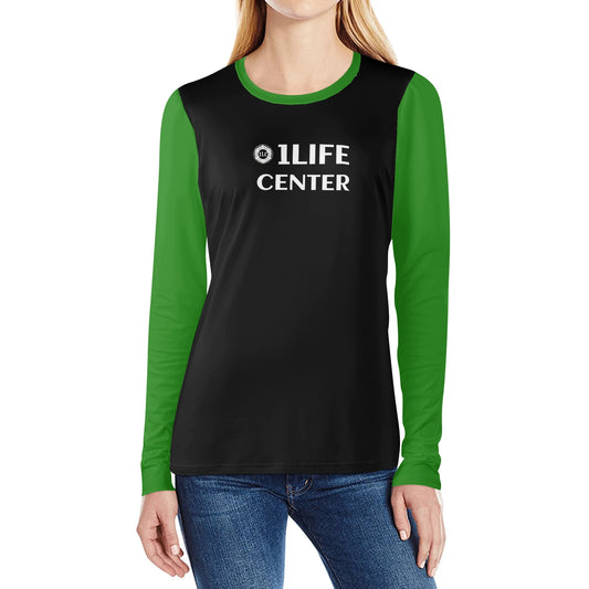 Women Long Sleeve Tshirt (Black and Green)
