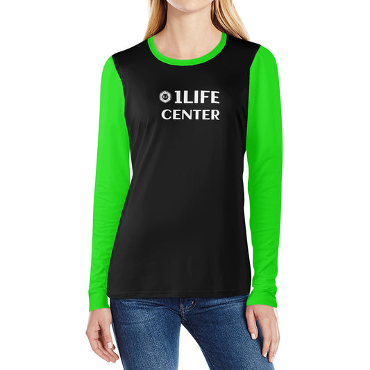Women Long Sleeve Tshirt (Black and Lime)