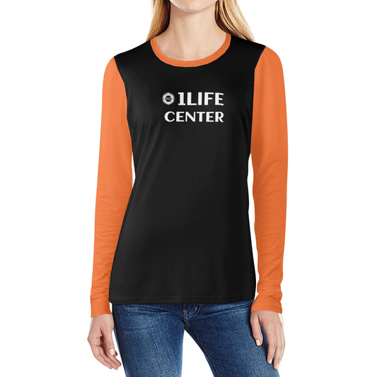 Women Long Sleeve Tshirt (Black and Orange)