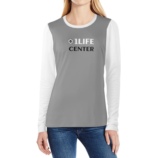 Women Long Sleeve Tshirt (Grey and White)