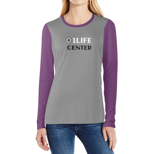 Women Long Sleeve Tshirt (Grey and Purple)