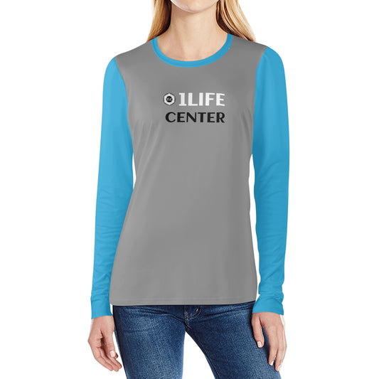 Women Long Sleeve Tshirt (Grey and Aqua)