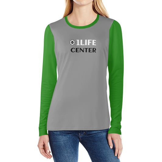 Women Long Sleeve Tshirt (Grey and Green)