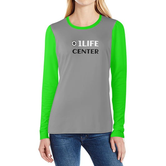 Women Long Sleeve Tshirt (Grey and Lime)