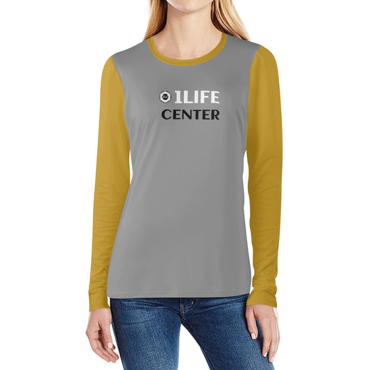 Women Long Sleeve Tshirt (Grey and Gold)
