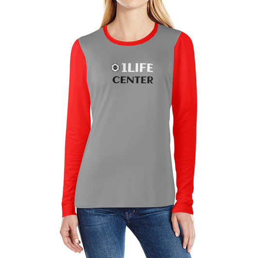 Women Long Sleeve Tshirt (Grey and Red)