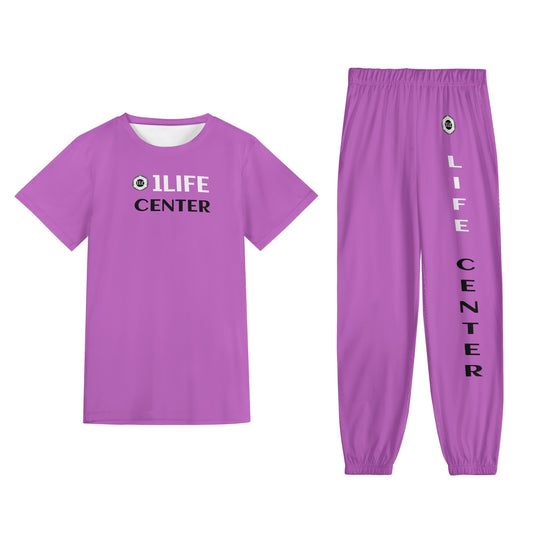 Adult Short Sleeve Top + Bottom Set (Pink)