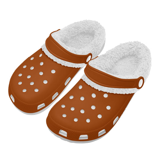Adults White Fur Interior Clogs (Brown)