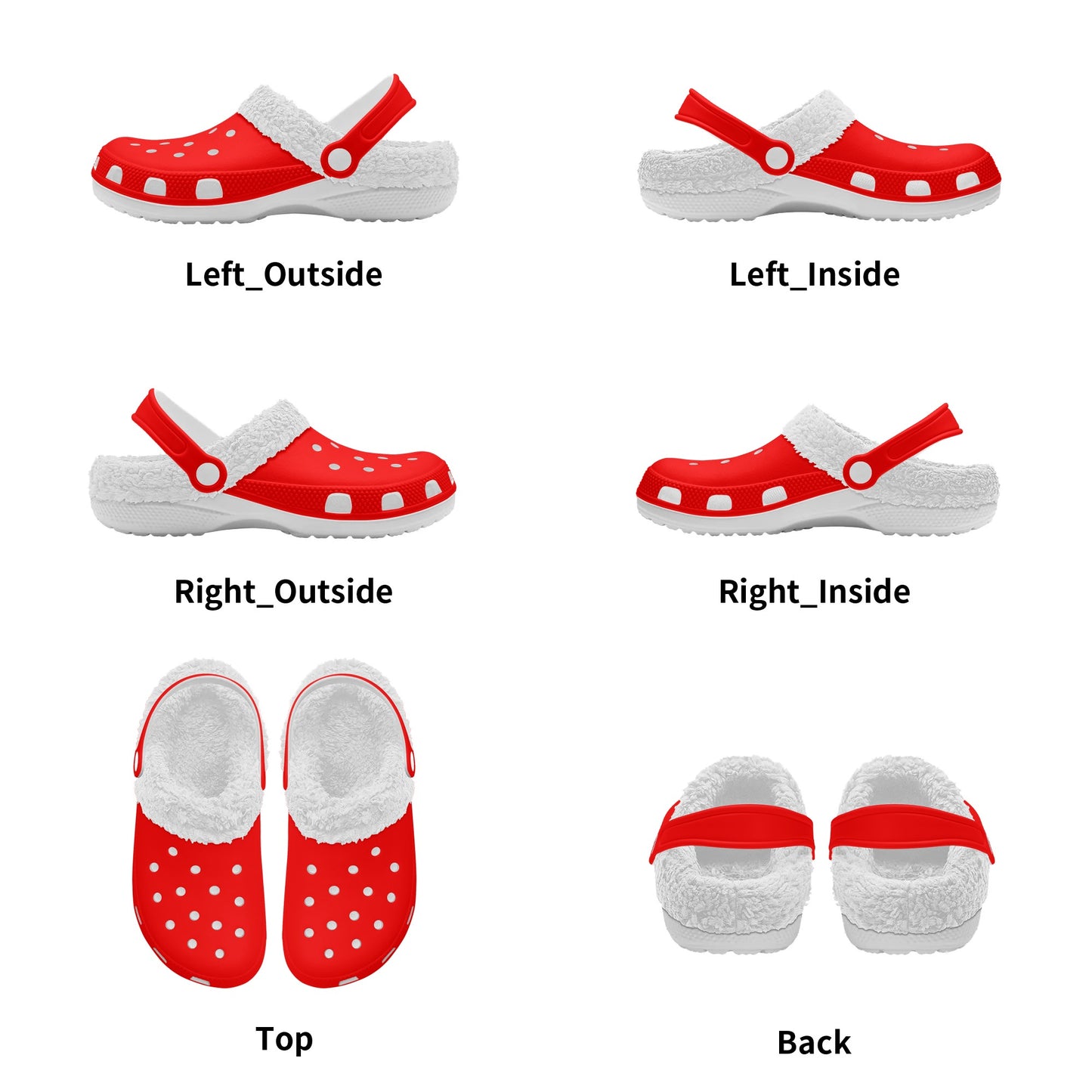Adults White Fur Interior Clogs (Red)