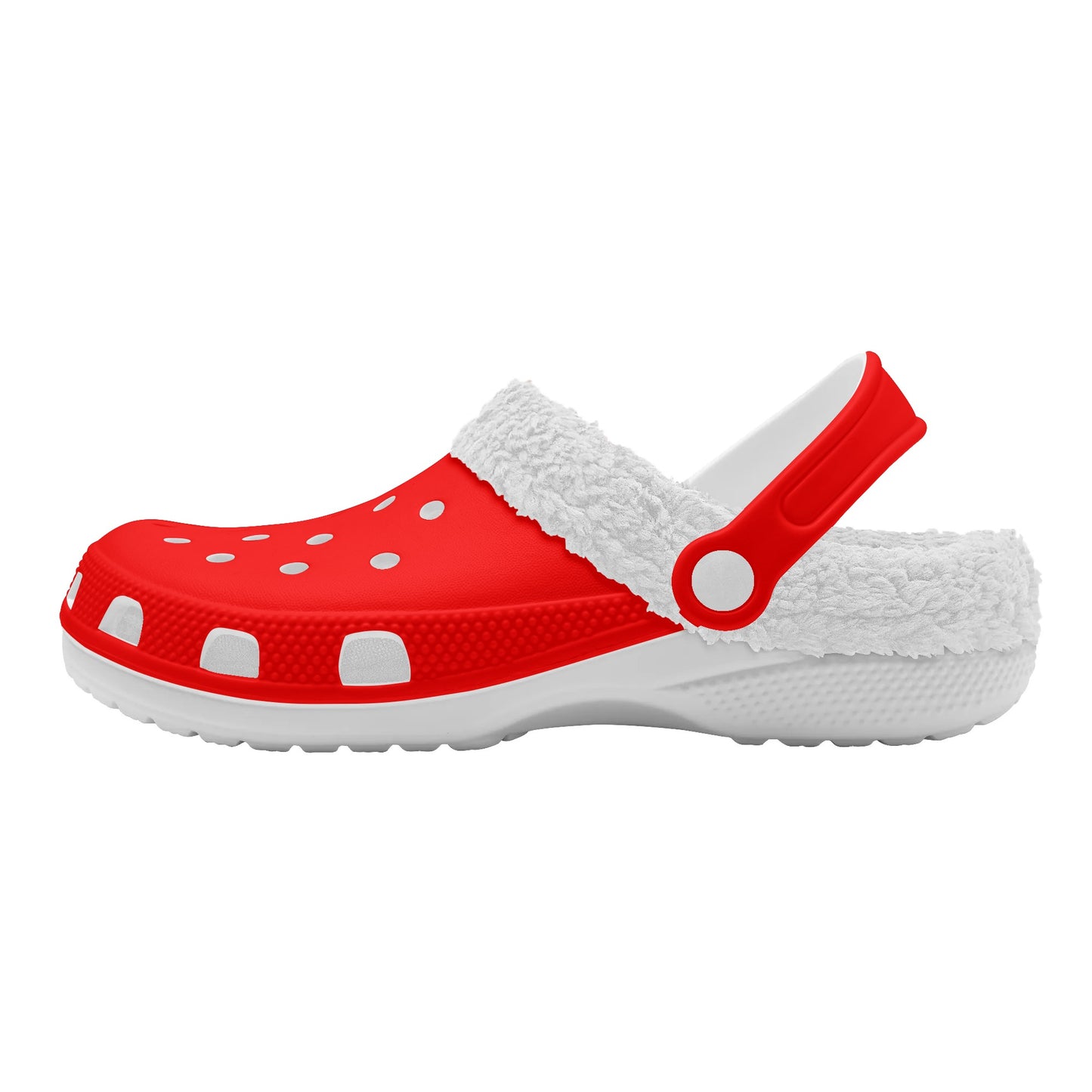 Adults White Fur Interior Clogs (Red)