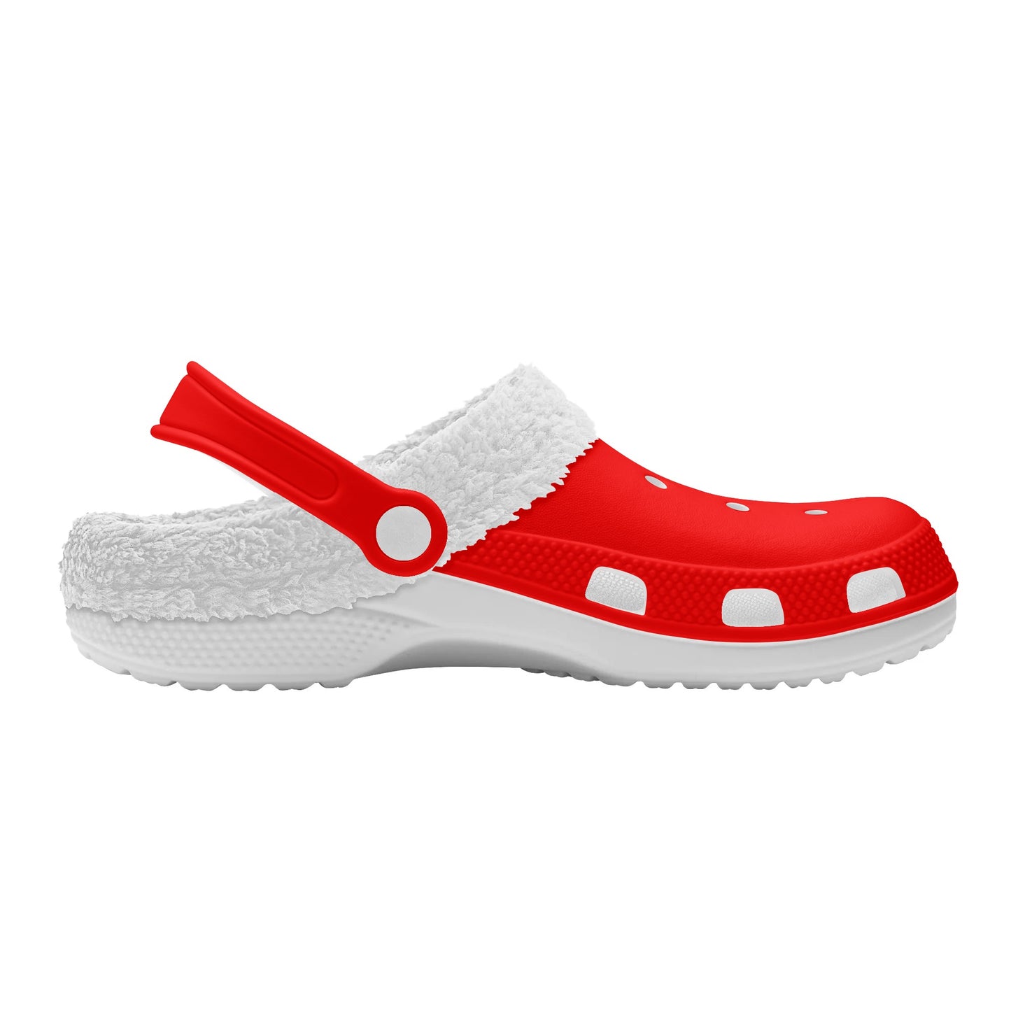 Adults White Fur Interior Clogs (Red)