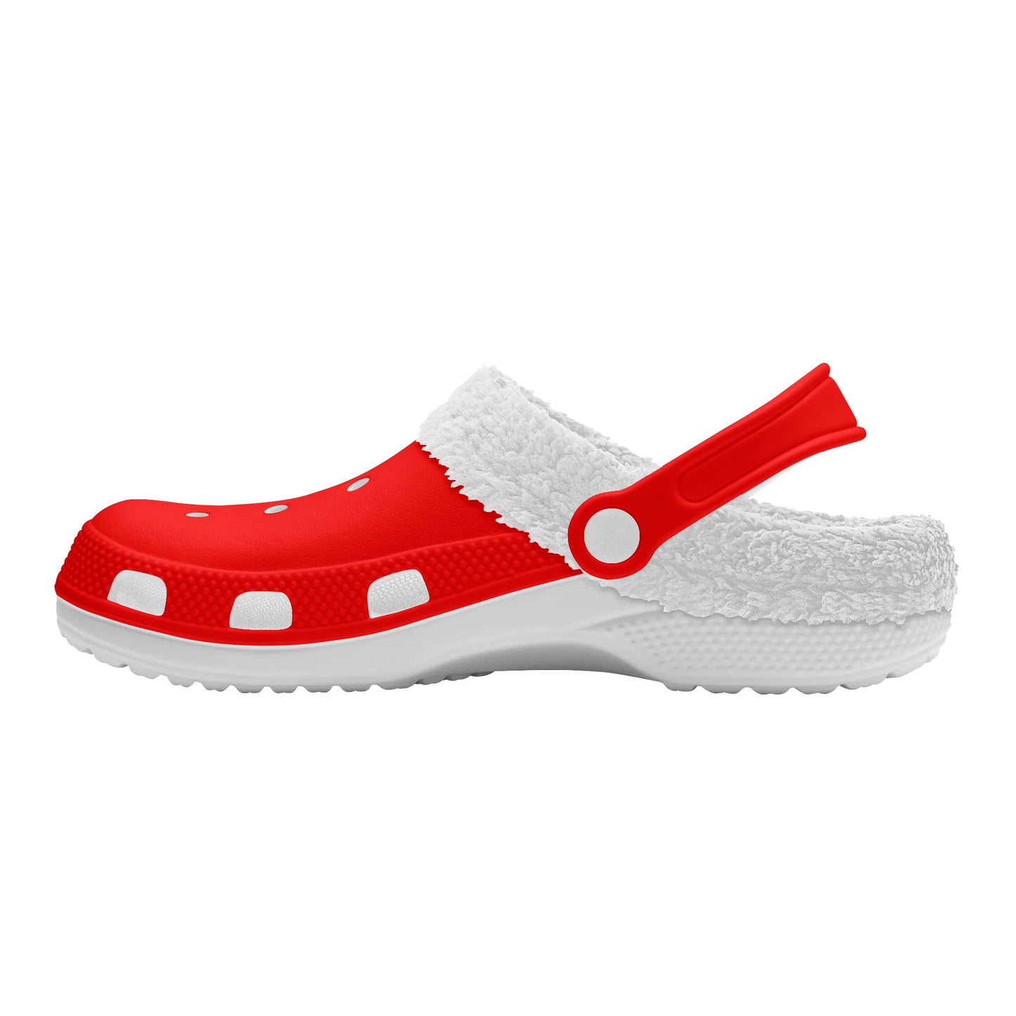 Adults White Fur Interior Clogs (Red)