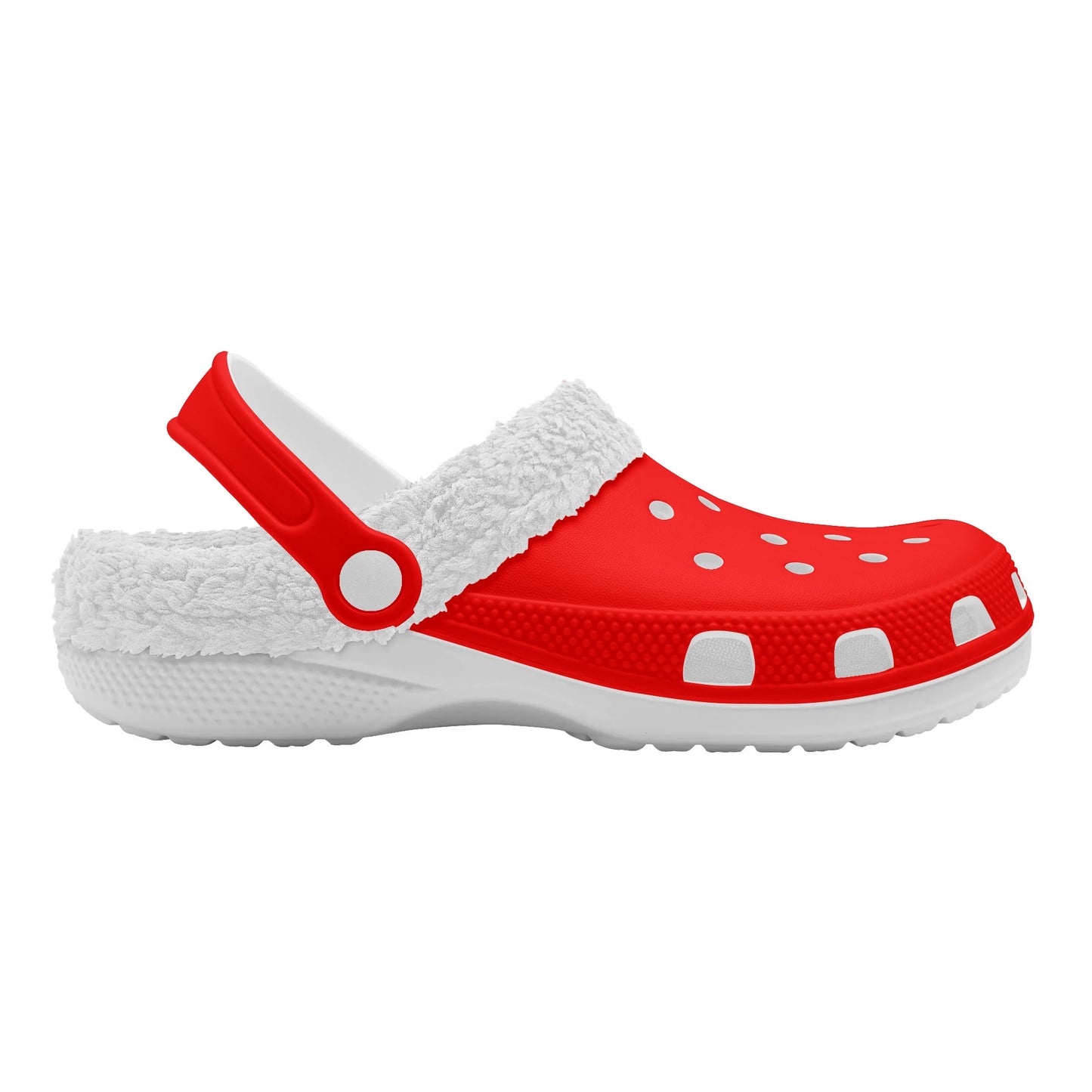 Adults White Fur Interior Clogs (Red)