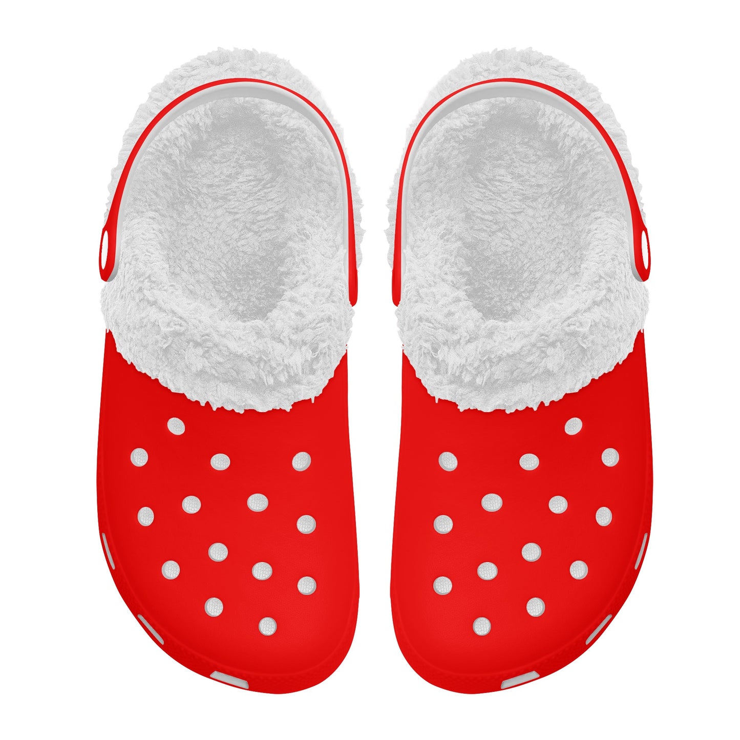 Adults White Fur Interior Clogs (Red)