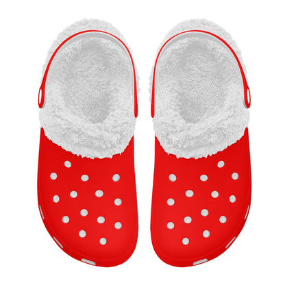 Adults White Fur Interior Clogs (Red)