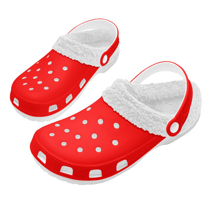 Adults White Fur Interior Clogs (Red)