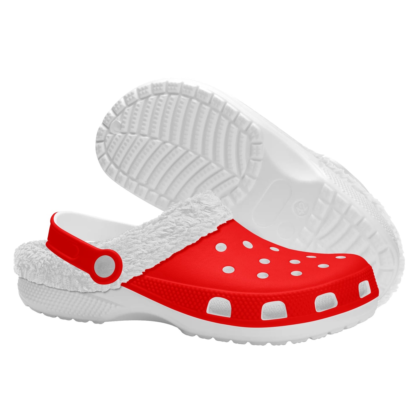 Adults White Fur Interior Clogs (Red)