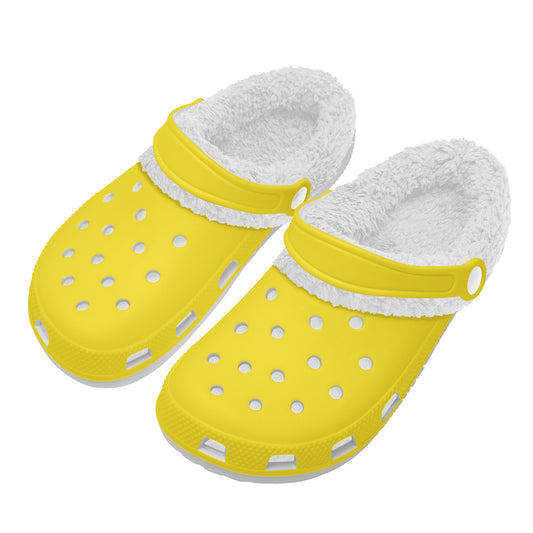 Adults White Fur Interior Clogs (Yellow)