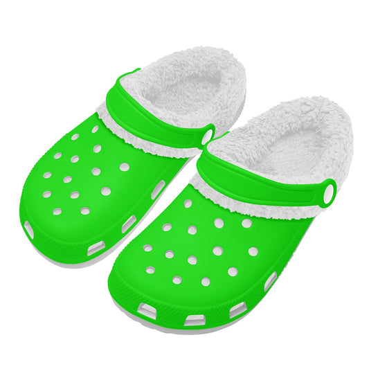 Adults White Fur Interior Clogs (Lime)