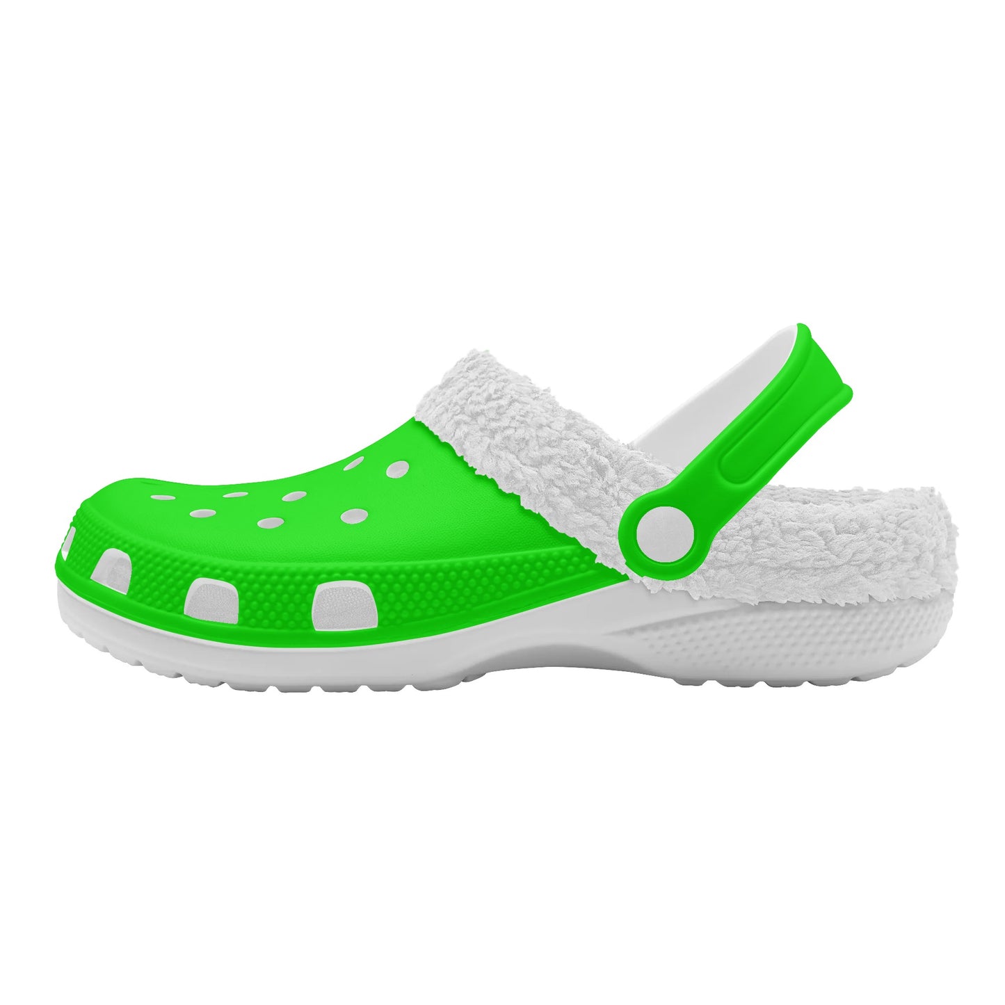 Adults White Fur Interior Clogs (Lime)