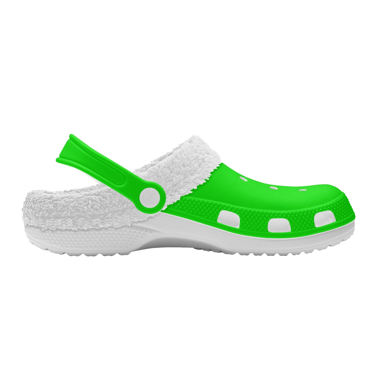 Adults White Fur Interior Clogs (Lime)