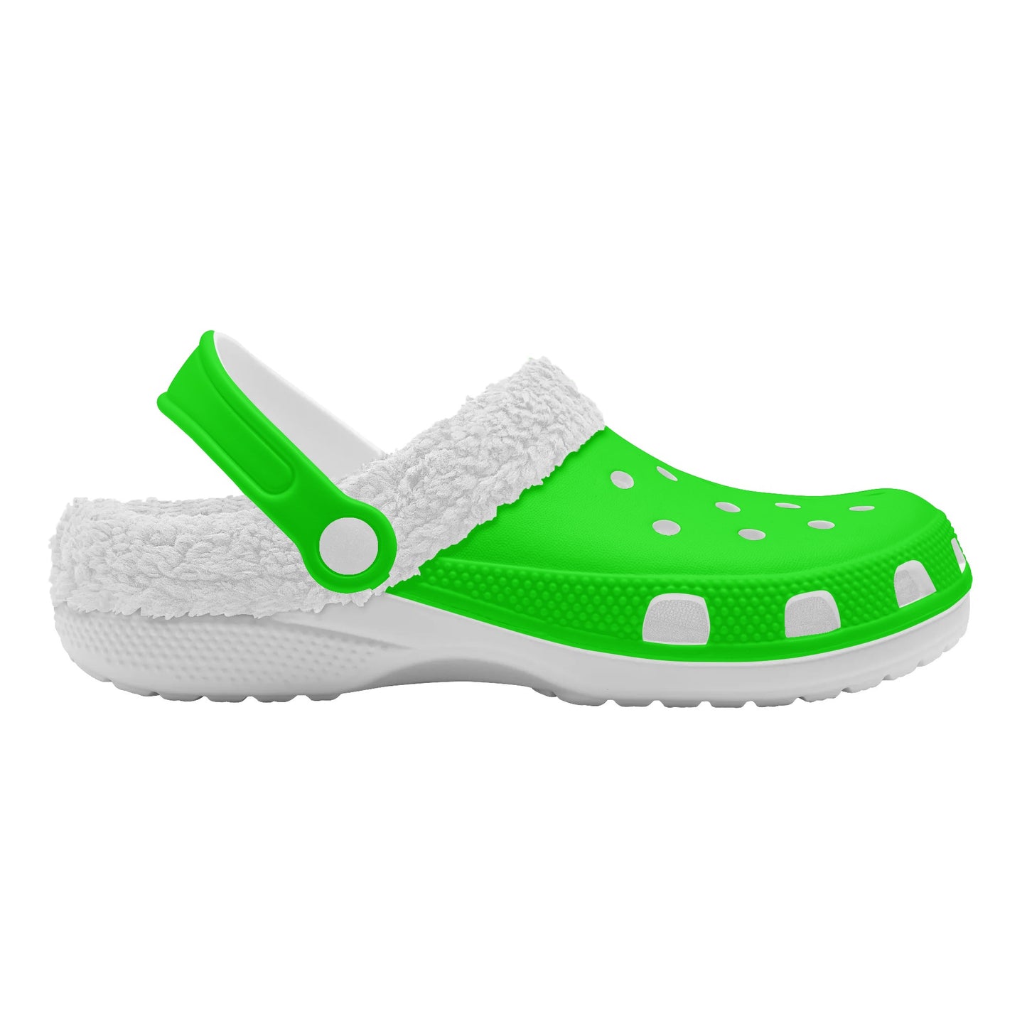 Adults White Fur Interior Clogs (Lime)