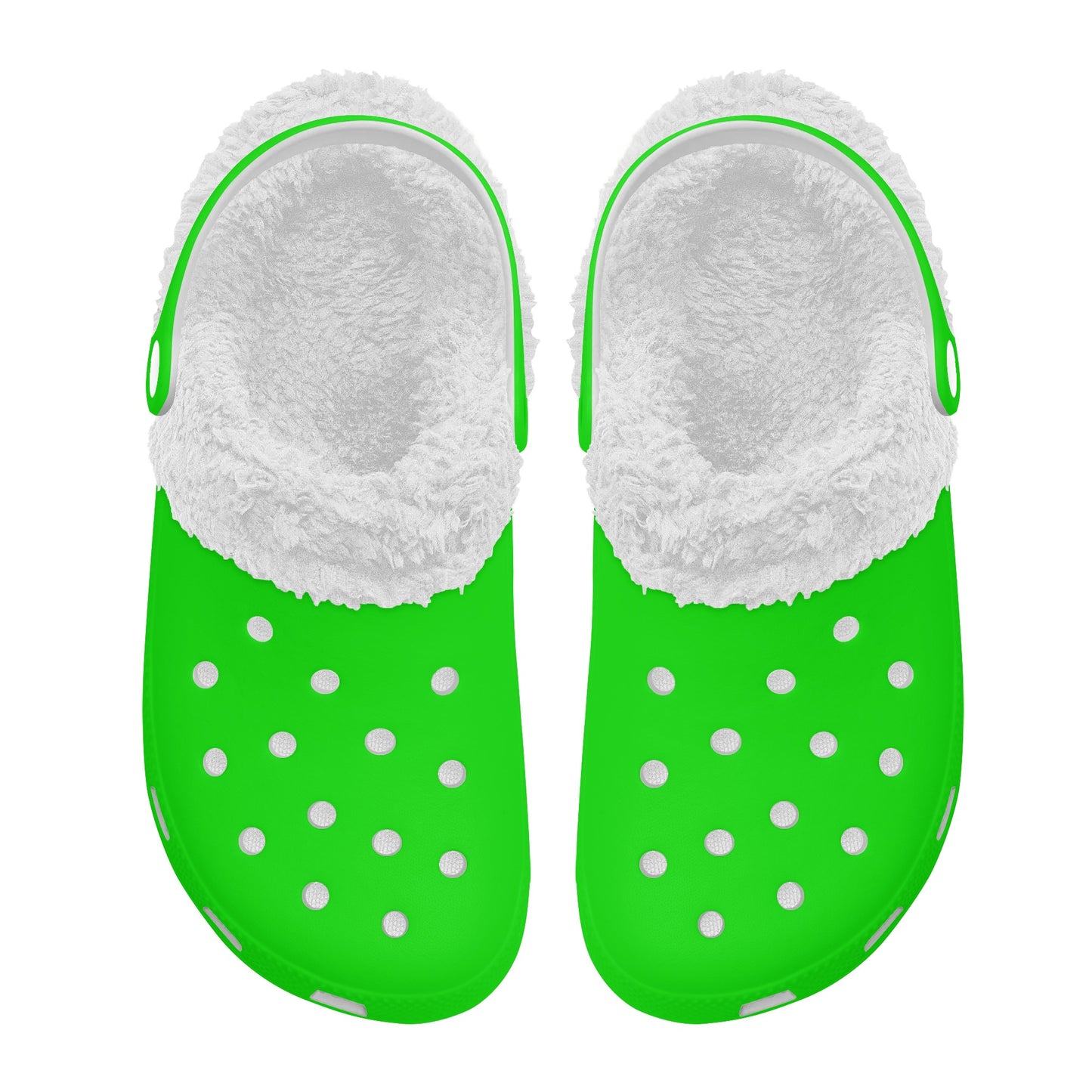 Adults White Fur Interior Clogs (Lime)