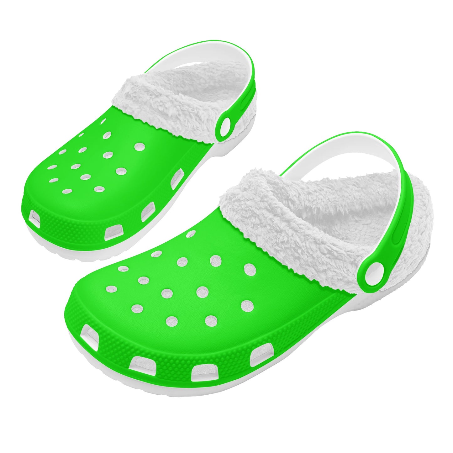 Adults White Fur Interior Clogs (Lime)