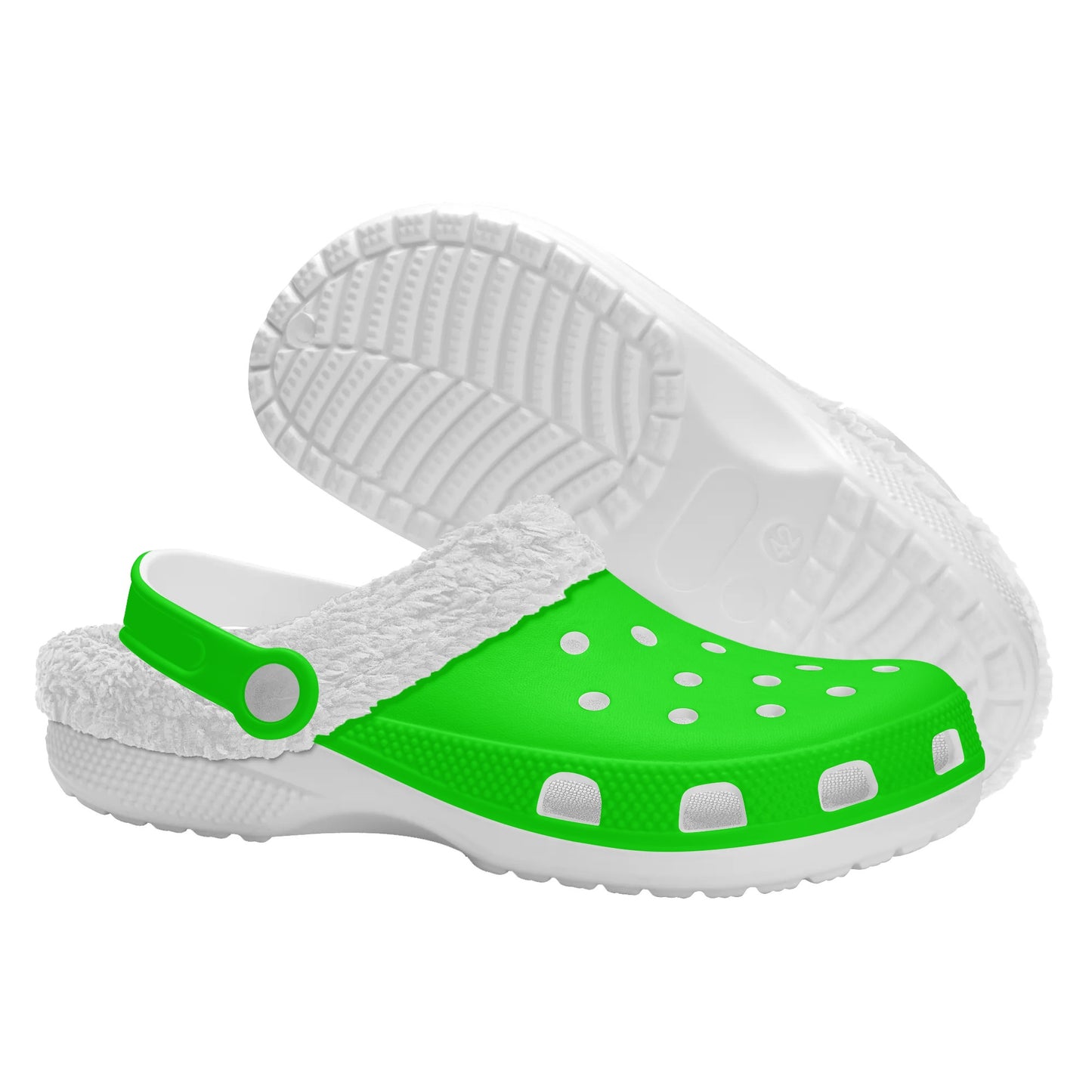 Adults White Fur Interior Clogs (Lime)