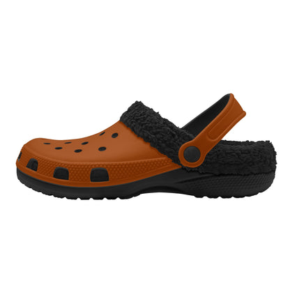 Adults Black Fur Interior Clogs (Brown)