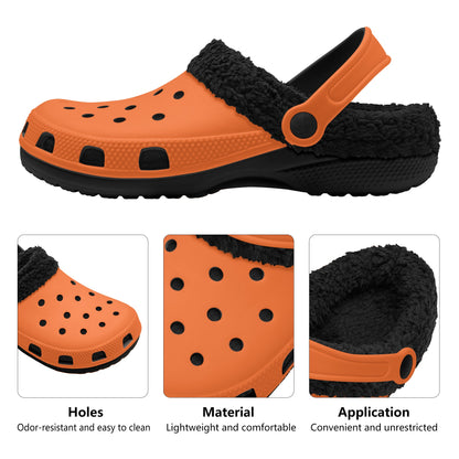 Adults Black Fur Interior Clogs (Orange)