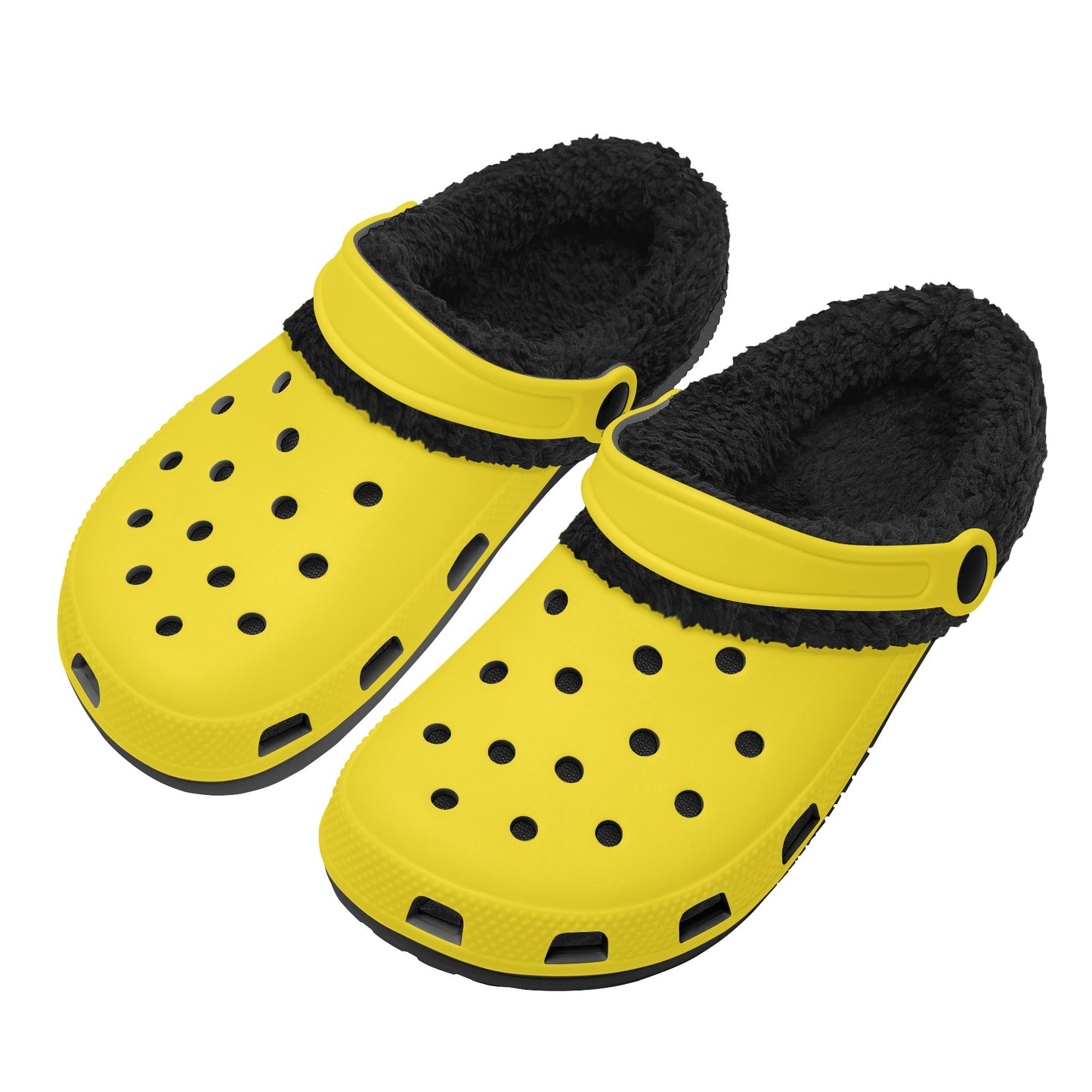 Adults Black Fur Interior Clogs (Yellow)