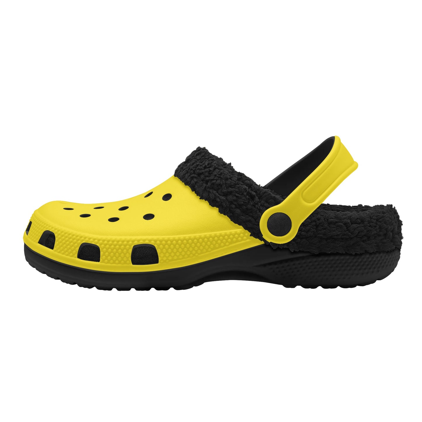 Adults Black Fur Interior Clogs (Yellow)